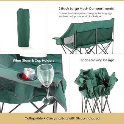 ARROWHEAD OUTDOOR Portable Folding Double Duo Camping Chair Loveseat