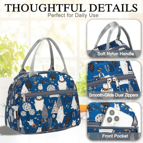 FlowFly Insulated Lunch Cooler Bag - Tote Bag Organizer for Women/Men, Owl