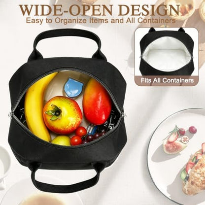 FlowFly Insulated Lunch Cooler Bag - Tote Bag Organizer for Women/Men, Black