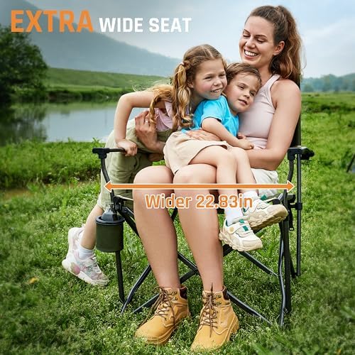 DMH OUTDOORS Oversized Heavy Duty Camping Chairs for Adults 400LBS Capacity