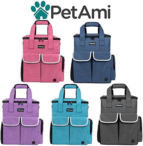 PetAmi Dog Travel Bag Pet Supplies Accessories Organizer for Traveling, Camping, Weekend; Cat Pet Travel Bag Kit Includes 2 Food Storage Containers, 2 Collapsible Bowls, 1 Feeding Mat (Dark Gray)