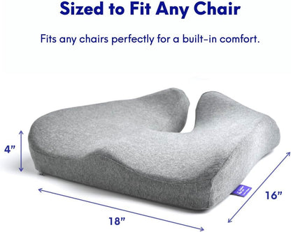 C CUSHION LAB Patented Pressure Relief Seat Cushion for Long Sitting Hours on Office/Home Chair, Car, Wheelchair - Extra-Dense Memory Foam for Hip, Tailbone, Coccyx, Sciatica - Wellness Green