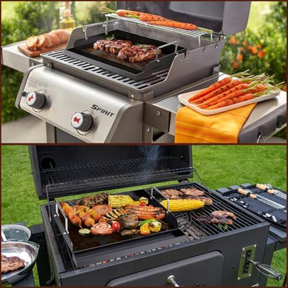 Pre-seasoned Cast Iron Griddle for Gas Grill, Nanoceramic Nonstick Flat Top Griddle Insert for Outdoor Gas Grill, 17" x 13" Flat Top Plate for Weber, Nexgrill, Charbroil Grills, Plancha Para Cocinar