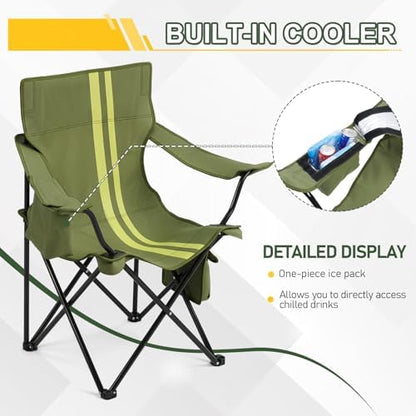 Outvita Portable Camping Chair with Insulated Cooler & Bag Green