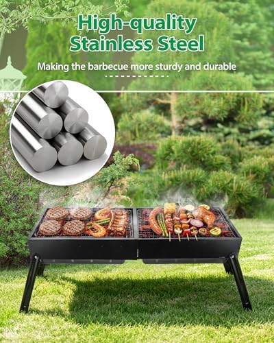 Kizmyee Portable BBQ Barbecue Grill, Foldable & Retractable BBQ Grill