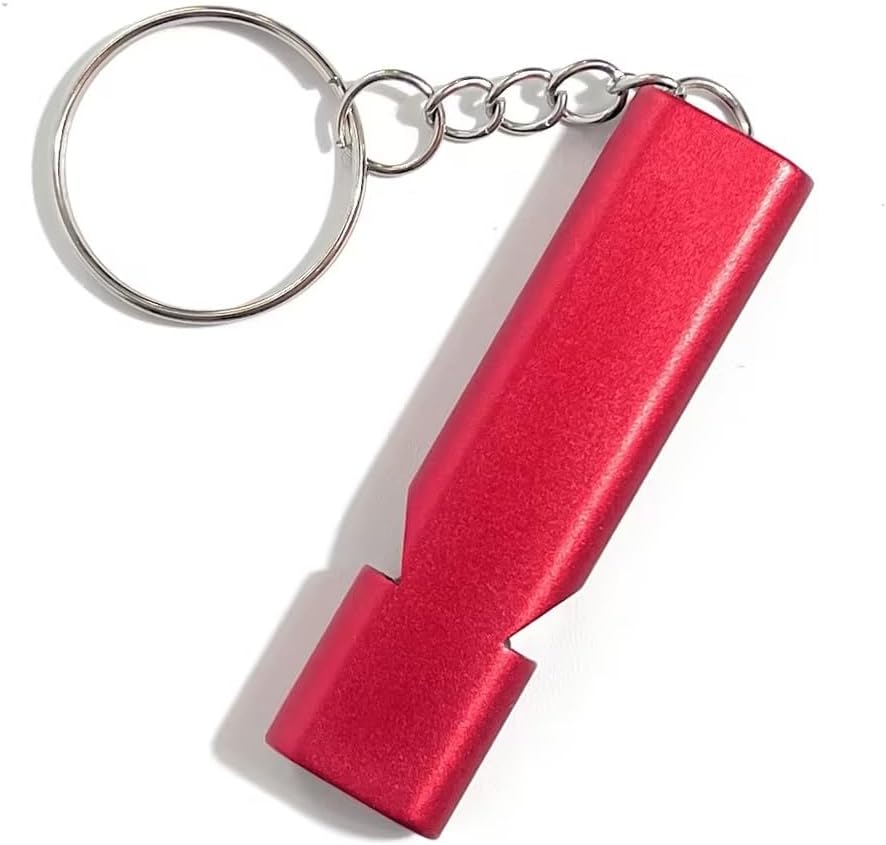 4-Pack Loud 120dB Double Tube Emergency Whistle - Aluminum Alloy, Corrosion-Resistant Safety Whistle with Lanyard & Keychain-Ideal for Camping Hiking Boating Fishing Survival Tool