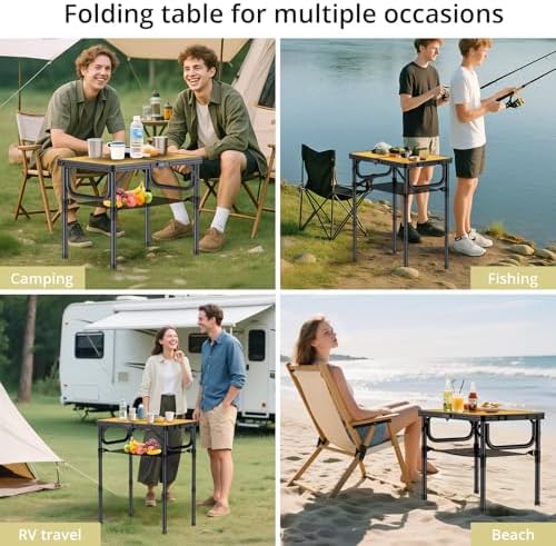 Anbte 2ft Camping Table Foldable, 24" x 16" Small Folding Table Portable