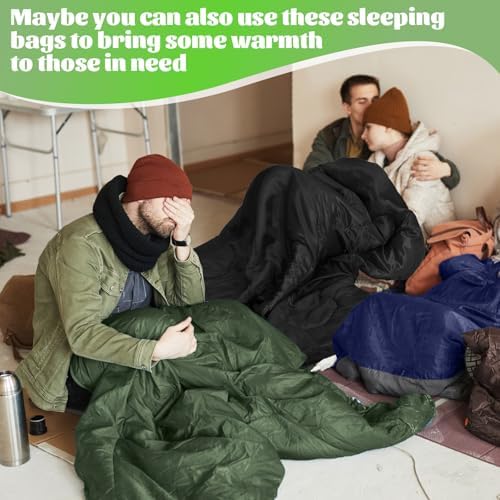 Macarrie 6 Pack Bulk Sleeping Bags for Homeless Donation, 0 Degree Waterproof Sleeping Bags with Compression Sack for Adults Winter Cold Weather Care Camping Hiking Emergency