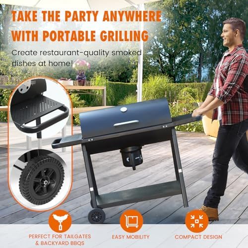 Realcook BBQ Barrel Charcoal Grill: Spacious Premium Outdoor Barbecue Grill