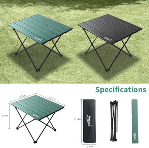 JOUYEK Small Camping Table Ultralight Aluminum Folding Portable Table Green