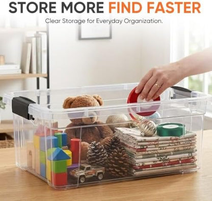Superio Storage Bins with Lids, Clear Plastic Containers for Organizing, Stackable Totes, BPA Free, Odor Free, Organizer Boxes for Home, and Dorm (6 Pack, 36 Qt)