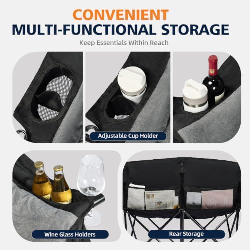 Double Camping Loveseat Chair - Oversized Lawn Chair for Adults