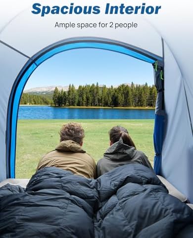 JOYTUTUS Truck Tent, Portable Truck Bed Tent for 5.5'-5.8' with Rainfly, Truck Tent with Fiberglass Pole, Waterproof PU2000mm Double Layer for 2 Person - Blue