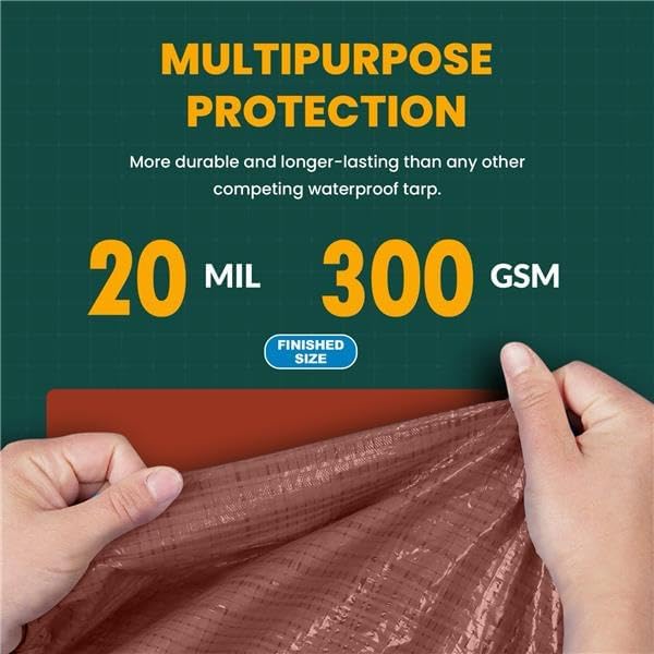 Large Waterproof Tarp - Heavy Duty 20 Mil Thick Poly Tarpaulin Ideal for Canopy Tents, Boats, RV or Pool Covers - Multipurpose Protective Tarps with Grommets for Indoor, Outdoor Use | 12' x 16' 2 Pack