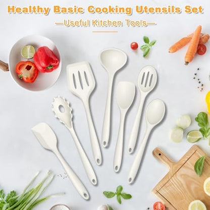 TeamFar Silicone Cooking Utensil Set of 7, Kitchen Cooking Utensil Set
