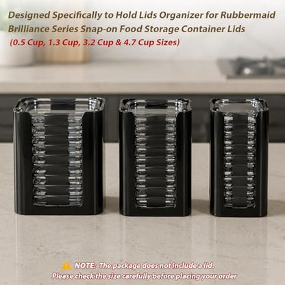 3PCS Lid Organizer for Rubbermaid Brilliance Nap-on Lids (Holds 30 Lids)