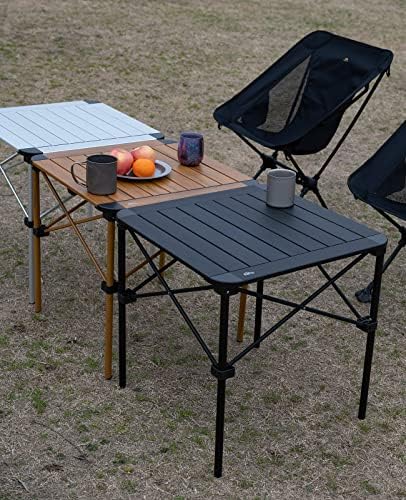 iClimb Lightweight Stable Alu. Folding Square Table Roll Up Top (Nature, M)