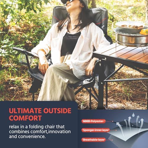 OUTSIDER Oversized Folding Camping Chair with Adjustable Lumbar Support 2pc