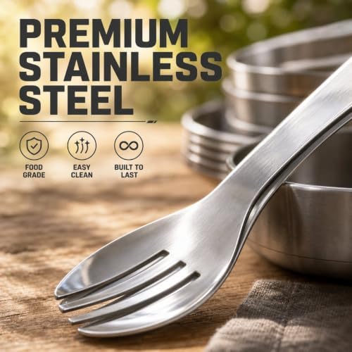 Camping Dinnerware Set, 4 Person Camping Mess Kit, Portable Outdoor Cookware Set, Complete Camping Dishes