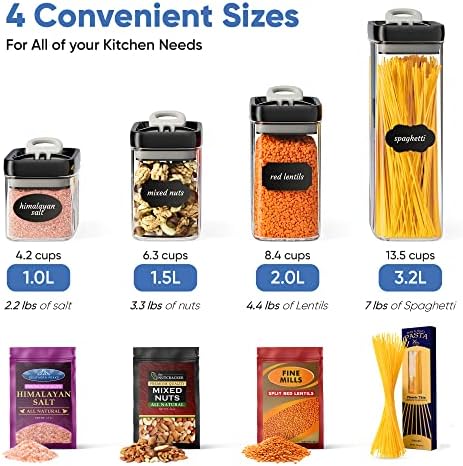 Chef's Path Airtight Food Storage Containers Set for Home Organization - 7 Piece Largest Flip Lock Set w/more Capacity - BPA Free Plastic Dry Food Storage Containers with Lids