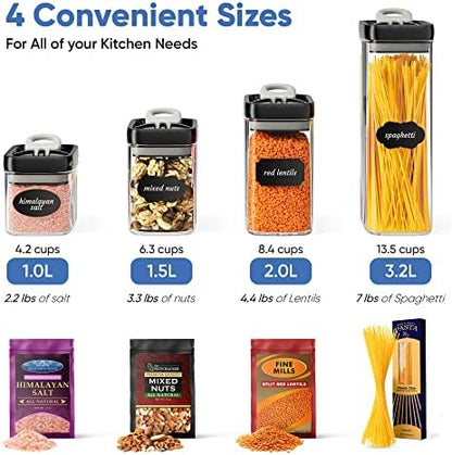 Chef's Path Airtight Food Storage Containers Set for Home Organization - 7 Piece Largest Flip Lock Set w/more Capacity - BPA Free Plastic Dry Food Storage Containers with Lids