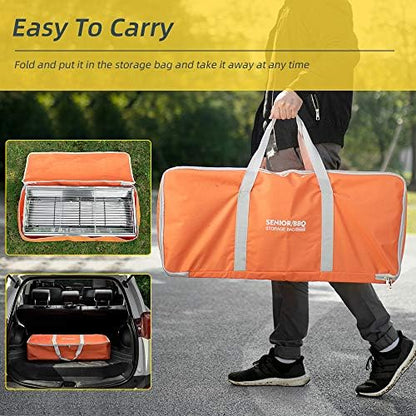 Portable Charcoal Grill,Outdoor BBQ Grill for Christmas Picnic, Thanksgiving Family Gathering and Backyard Barbecue,With Storage Bag & Non-Stick Frying Pan