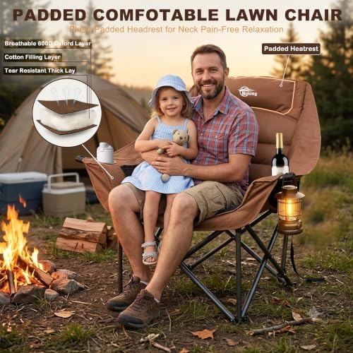 2 Pack Oversized Camping Chairs for Adults Heavy Duty