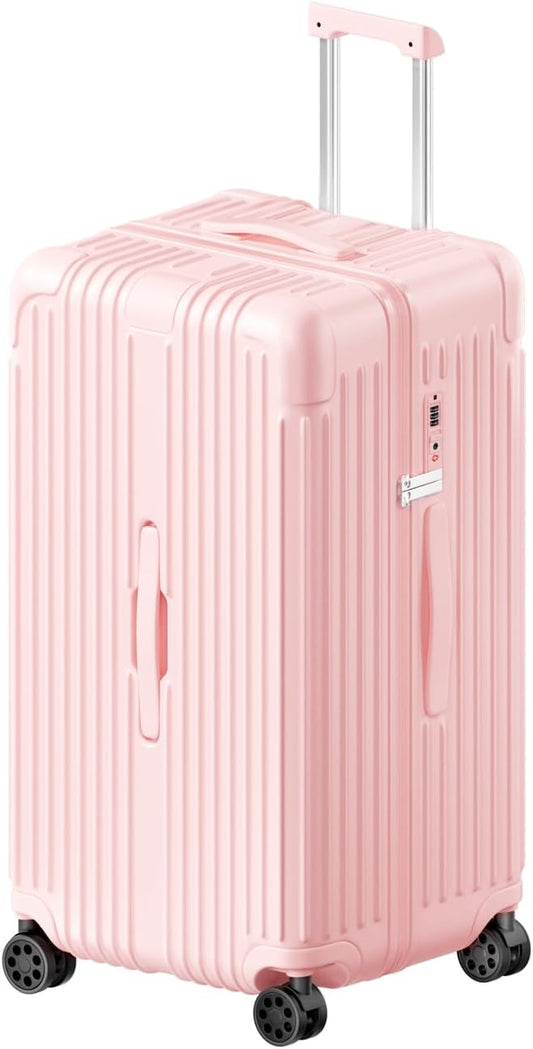 Krute Luggage 28 Inch Suitcase with 4 Universal Wheels TSA Lock PC+ABS Hardside Checked Luggage (Pink)