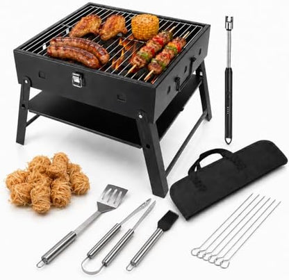 Portable BBQ Charcoal Camping Grill: Tabletop Folding Barbecue Grills