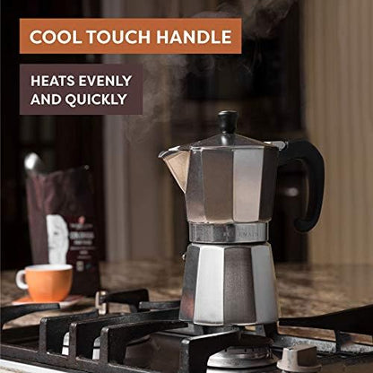 Bellemain Stovetop Espresso Maker, Italian Moka Pot, 3-Cup Silver