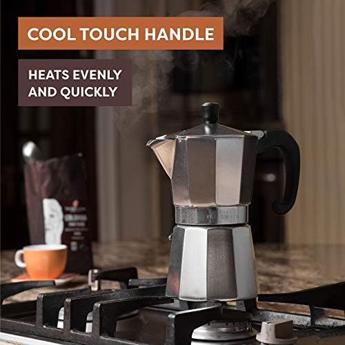 Bellemain Stovetop Espresso Maker, Italian Moka Pot, 6-Cup Silver