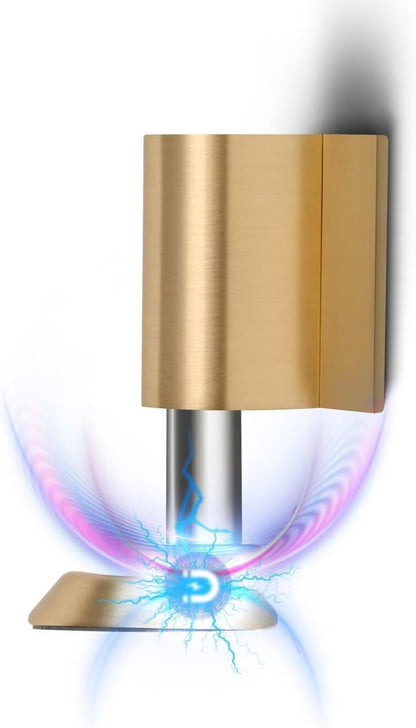 1 Pack Magnetic Door Stoppers Retractable Bottom of Door Holder No Drilling Mount Floor Door Stop with Screws and Adhesive Catch Door Keep Door Open Brushed Gold BG-1