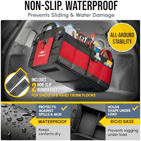 Car Trunk Organizer, Collapsible & Foldable, Red
