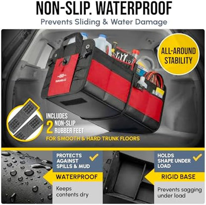 Car Trunk Organizer, Collapsible & Foldable, Red
