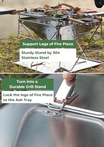 CAMPINGMOON Large Portable Fire Pit Grill Wood Burning MT-045