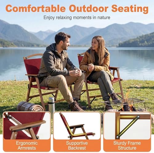 GYMAX Camping Chairs, 330lbs Folding Lawn Chair with Heavy Duty 900D Oxford Cloth & Lightweight Bamboo Frame, Outdoor Portable Camp Chairs for Picnic, Patio, Porch, Backyard, Fishing, Beach (8 Pieces)