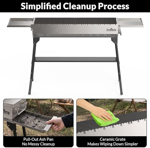 Charcoal Grill, Foldable Portable BBQ Grill for Camping & Backyard