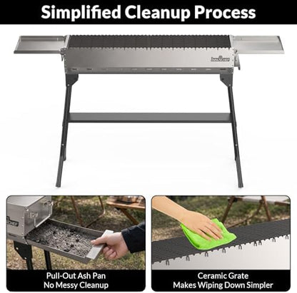 Charcoal Grill, Foldable Portable BBQ Grill for Camping & Backyard