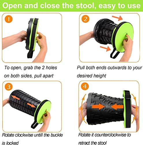 Fishboy Upgraded Collapsible Stool, 400lbs Max Weight, Lightweight But Sturdy, Portable Retractable Folding Telescoping Foldable Camping Stool for Adults Outdoor Fishing Hiking BBQ