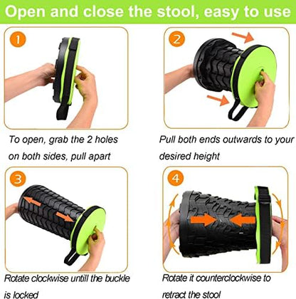 Fishboy Upgraded Collapsible Stool, 400lbs Max Weight, Lightweight But Sturdy, Portable Retractable Folding Telescoping Foldable Camping Stool for Adults Outdoor Fishing Hiking BBQ