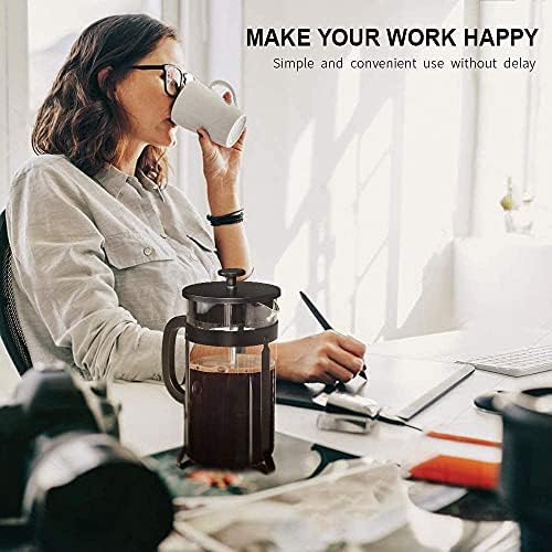 QUQIYSO French Press 34oz, Stainless Steel and Thickened Glass Coffee Maker