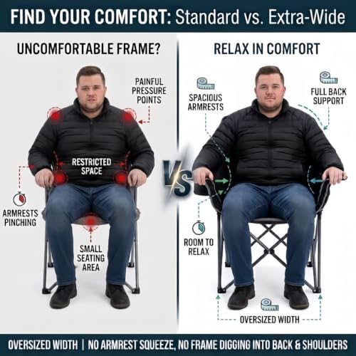 EMERIT 2‑Pack Oversized Camping Chair, Extra‑Wide Padded Camp Chair, 500LB