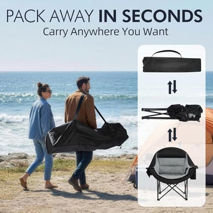 Oversized Camping Chair for Adults 2 Pack - Heavy Duty Outdoor Padded Chair