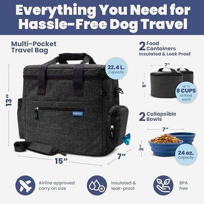 Rubyloo Original Doggy Bag™ Dog Travel Bag for Supplies with Travel Bowls