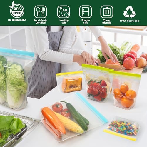 SPLF 8 Pack Reusable Gallon Freezer Bags Dishwasher Microwave Safe