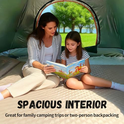 Quick Set Up Waterproof 4-Person Camping Tent with Bug Netting - Instant Pop-Up Tent for Family Camping & Hiking | All-Weather 4-Season Outdoor Shelter