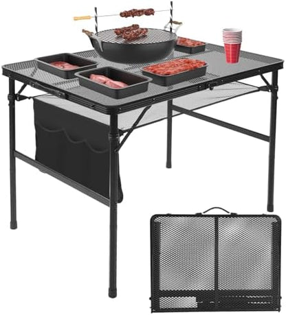 Folding Matel Grill Table, 3x2 FT Portable Camping Table