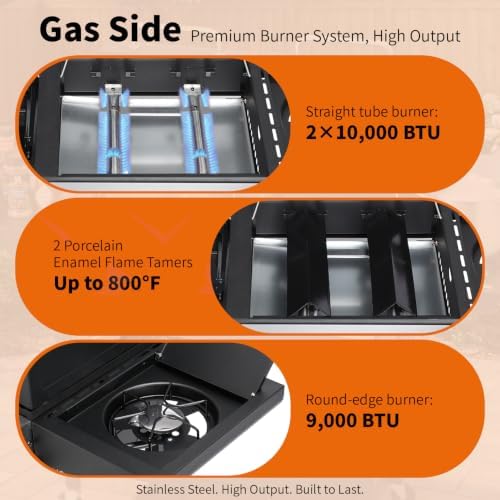 Propane Gas and Charcoal Combo Grill with Side Burner