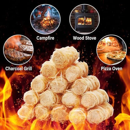 HGD Natural Fire Starters (256 Pcs) - Waterproof & Odorless Charcoal Starters for Fireplace, Campfire, BBQ, Grill, Fire Pit, Wood & Pellet Stove, Chimney, Pizza Oven & Smoker - Indoor & Outdoor Use