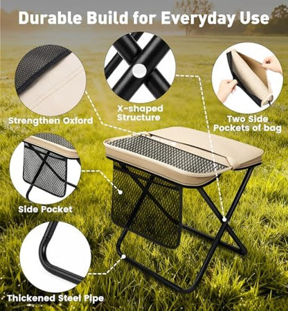 2 Pack Portable Folding Stools, 13" Height Collapsible Seat